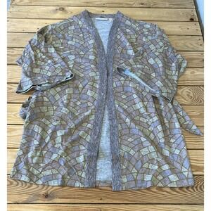 NEW The Muses Lounge Printed Tie Waist Cardigan Size Large Women’s Pink